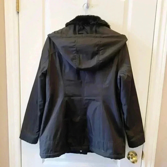 Jessica Simpson Chore Coat Padded  Utility Jacket Faux Fur Collar Black Medium - Picture 3 of 16